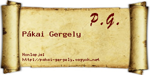 Pákai Gergely névjegykártya